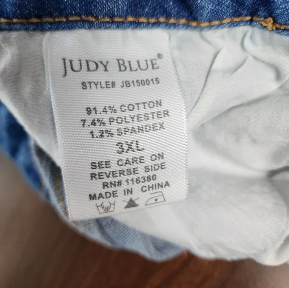 Judy Blue Distressed Jean Shorts Stretchy Denim Animal Print Accent Size 3XL - Picture 4 of 15